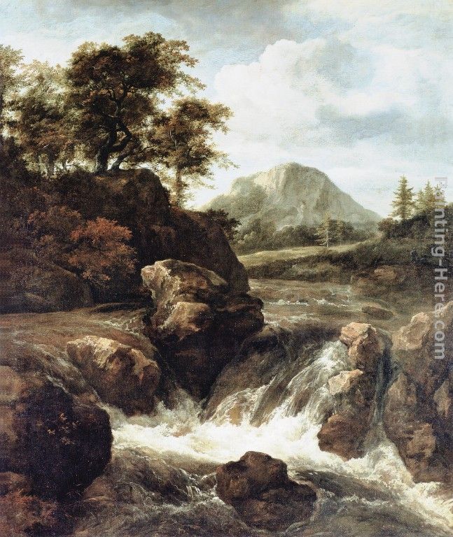 A Waterfall painting - Jacob van Ruisdael A Waterfall art painting